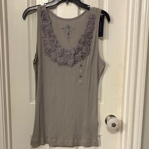 Tommy Hilfiger Gray Floral Neck Tank Top